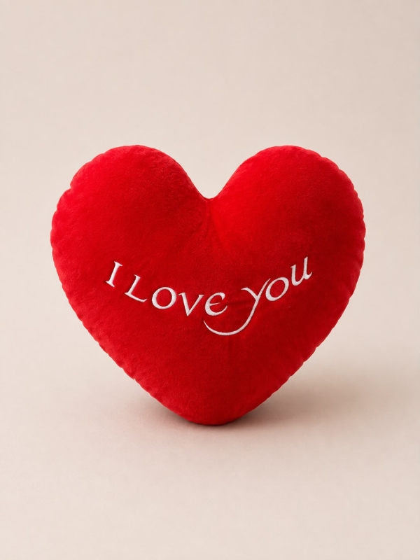 I LOVE YOU YAZILI KALPLİ YASTIK